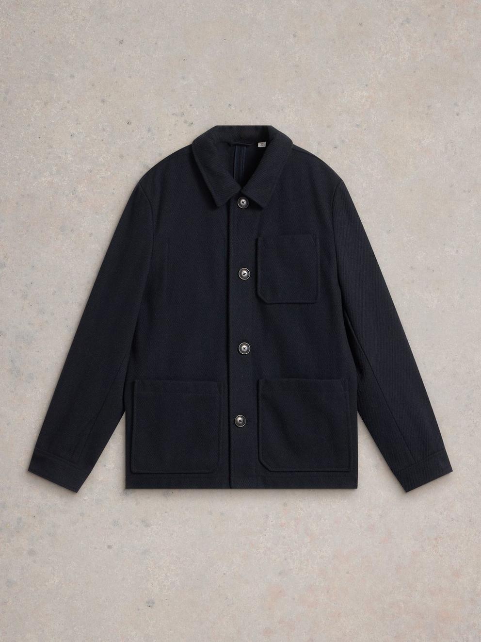 Wool Chore Jacket in DARK NAVY - FLAT FRONT