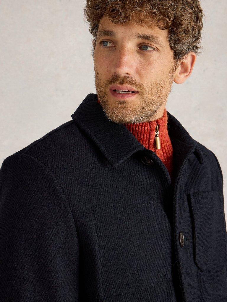 Wool Chore Jacket in DARK NAVY - MODEL DETAIL