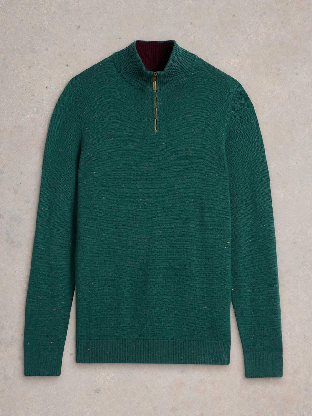 Merino Wool Funnel Neck Nep in GREEN MLT - FLAT FRONT