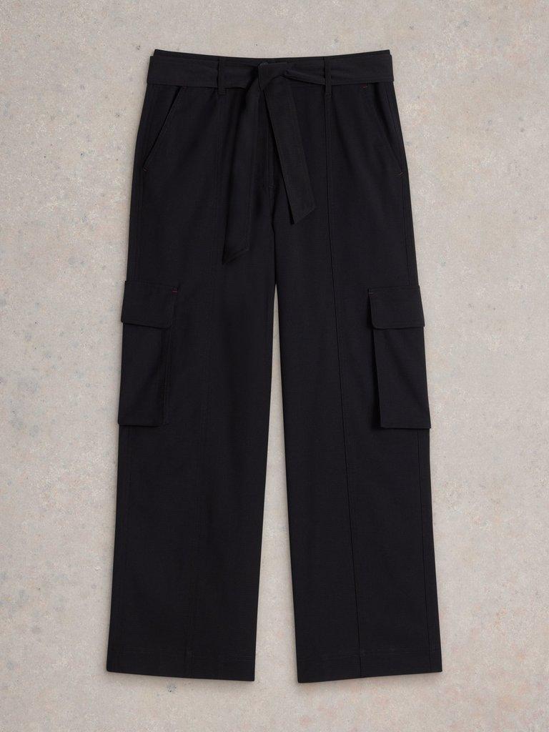 Fern Wide Leg Cargo Trouser in PURE BLK - FLAT FRONT