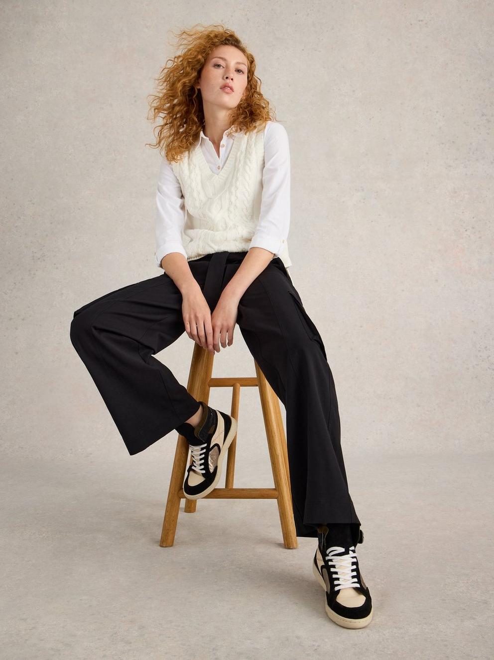 Fern Wide Leg Cargo Trouser in PURE BLK - LIFESTYLE