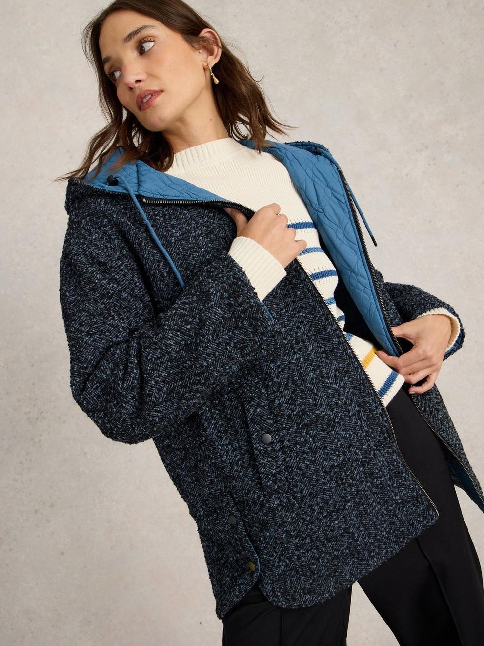 Mariella Reversible Coat in BLUE MLT - LIFESTYLE