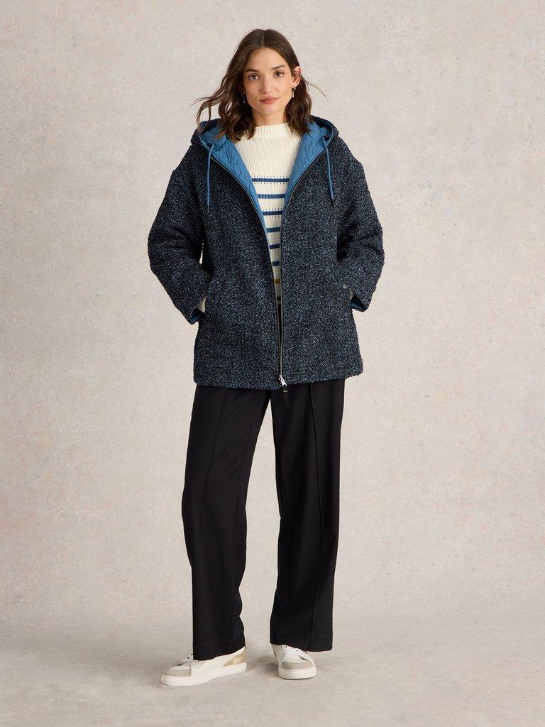 Mariella Reversible Coat in BLUE MLT - MODEL FRONT