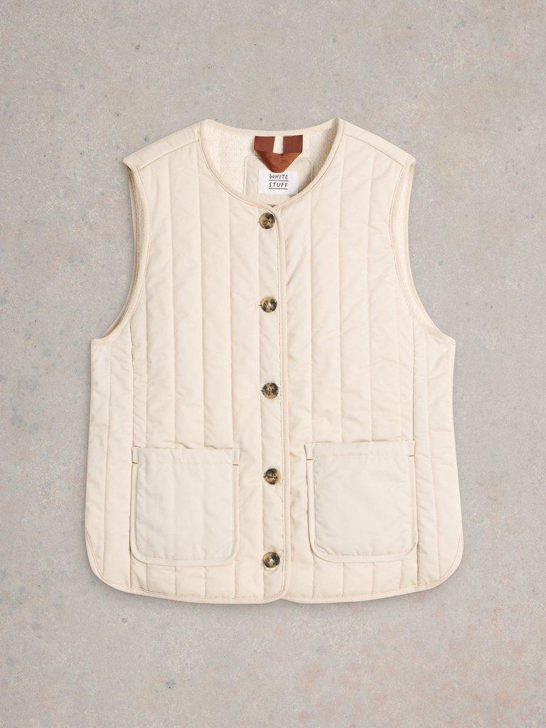 Emma Quilted Gilet in NAT WHITE - FLAT FRONT