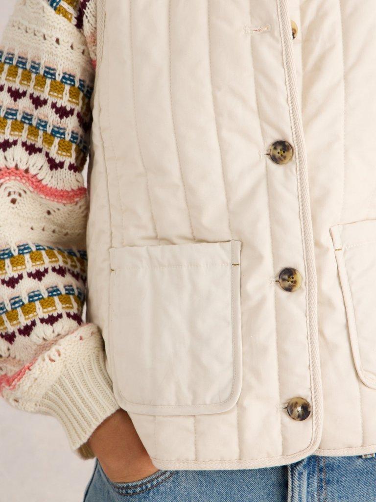 Emma Quilted Gilet in NAT WHITE - MODEL DETAIL