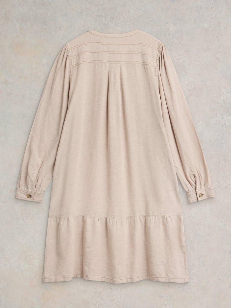 Norma Linen Blend Dress in LGT NAT - FLAT BACK