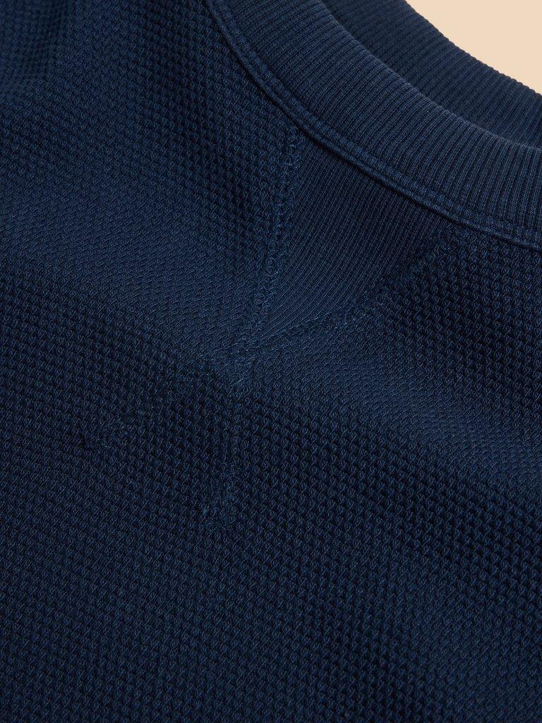 Pique Crew Neck Sweat in DEEP BLUE - FLAT DETAIL