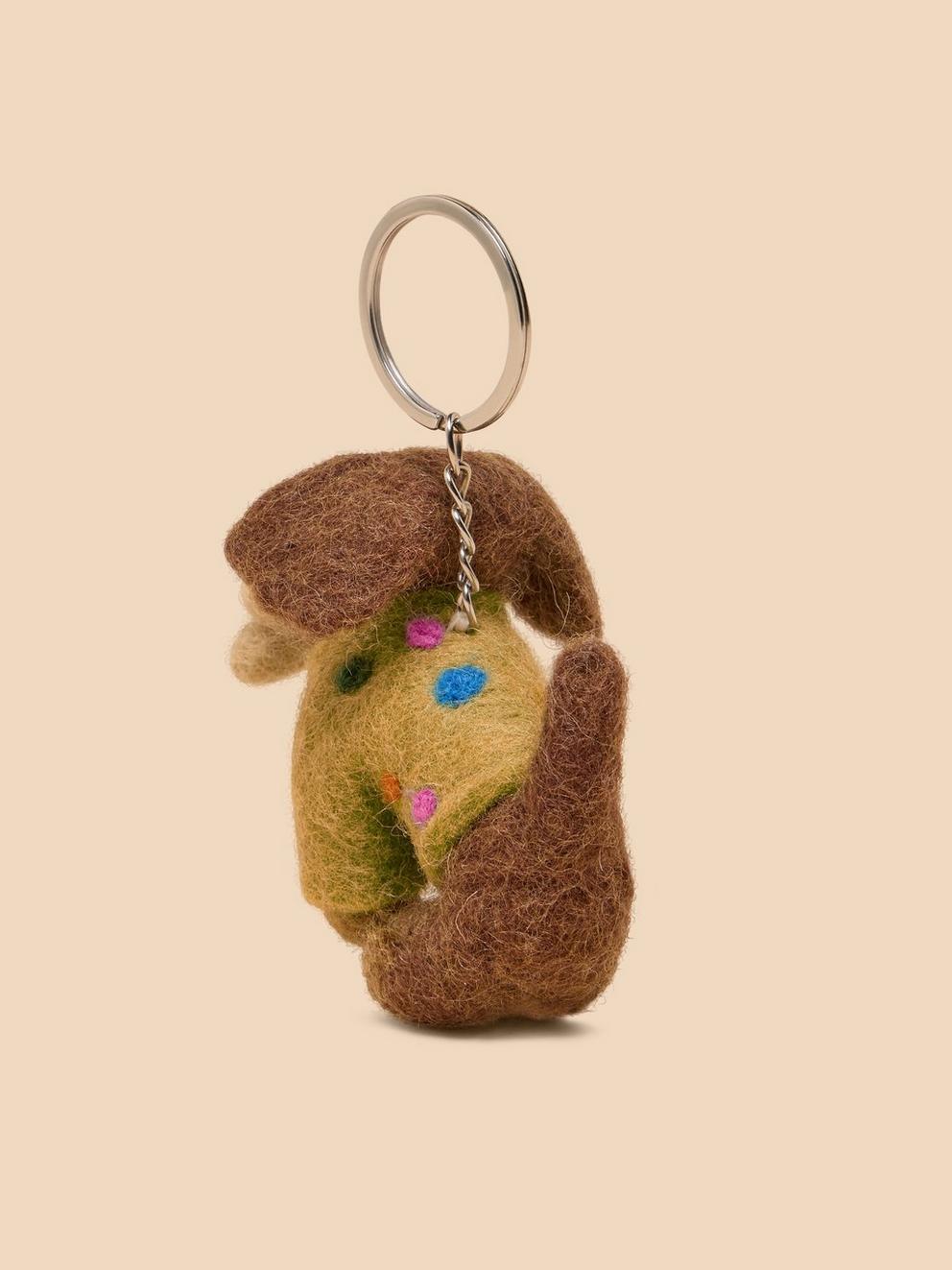 DACHSHUND DOG KEYRING in BROWN MLT - FLAT BACK