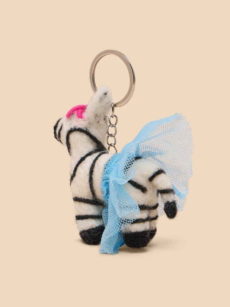 ZEBRA KEYRING in WHITE MLT - FLAT BACK