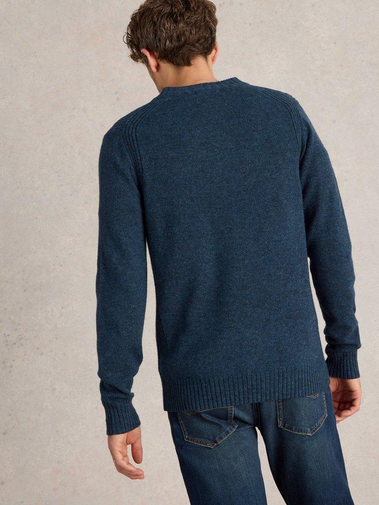 Lambswool Henley in DARK NAVY - MODEL BACK