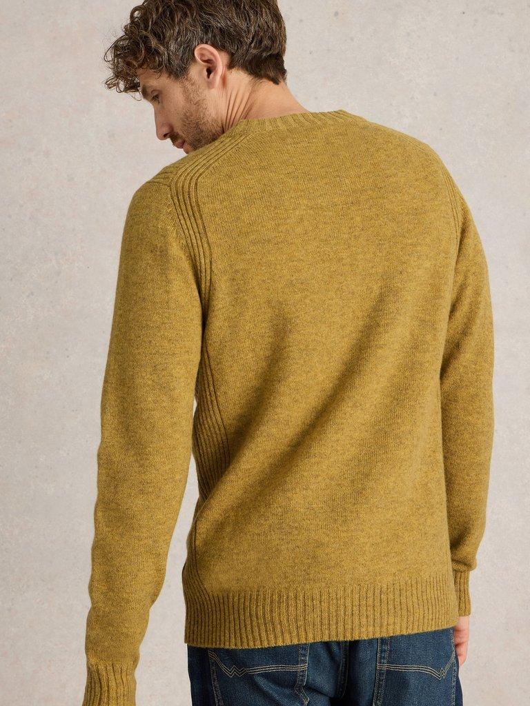 Lambswool Henley in DK YELLOW - MODEL BACK