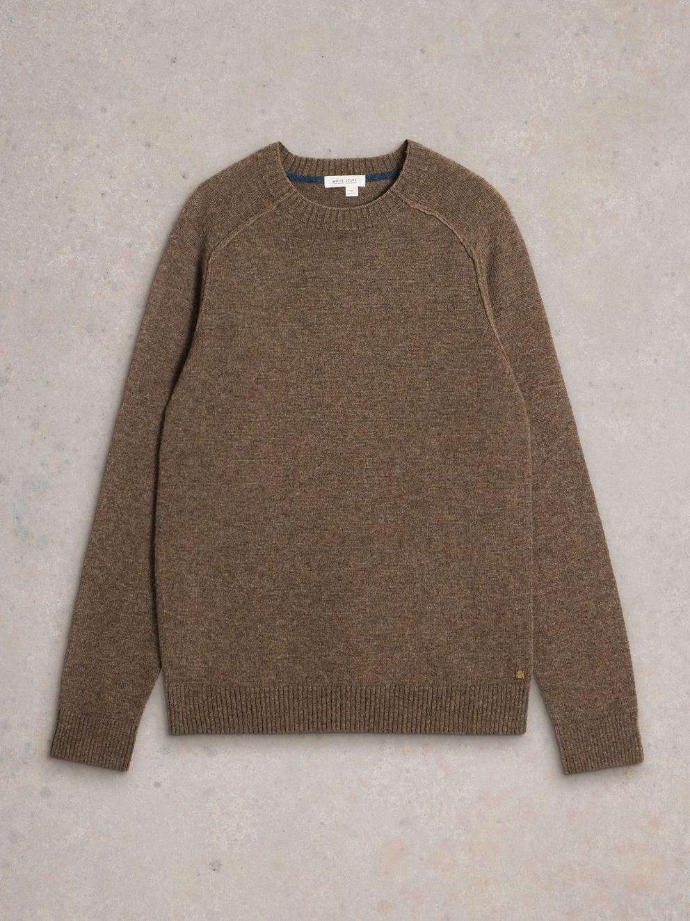 Lambswool Crew Neck Jumper in DK NAT - FLAT FRONT
