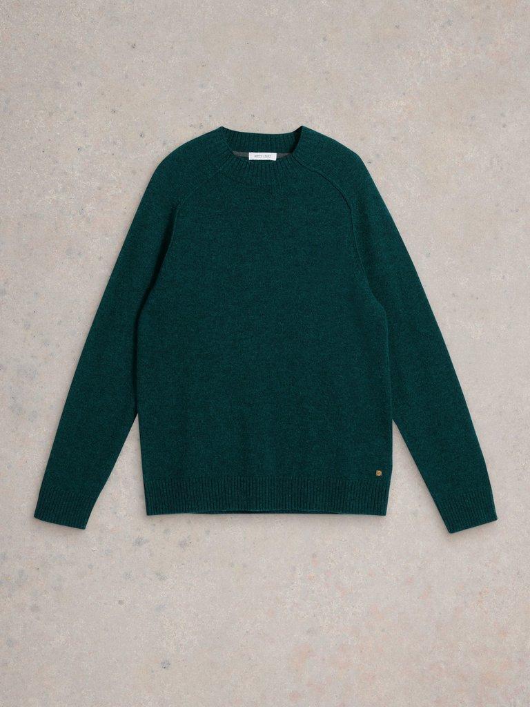 Lambswool Crew Neck Jumper in MID GREEN - FLAT FRONT