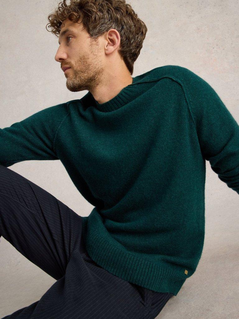 Lambswool Crew Neck Jumper in MID GREEN - LIFESTYLE