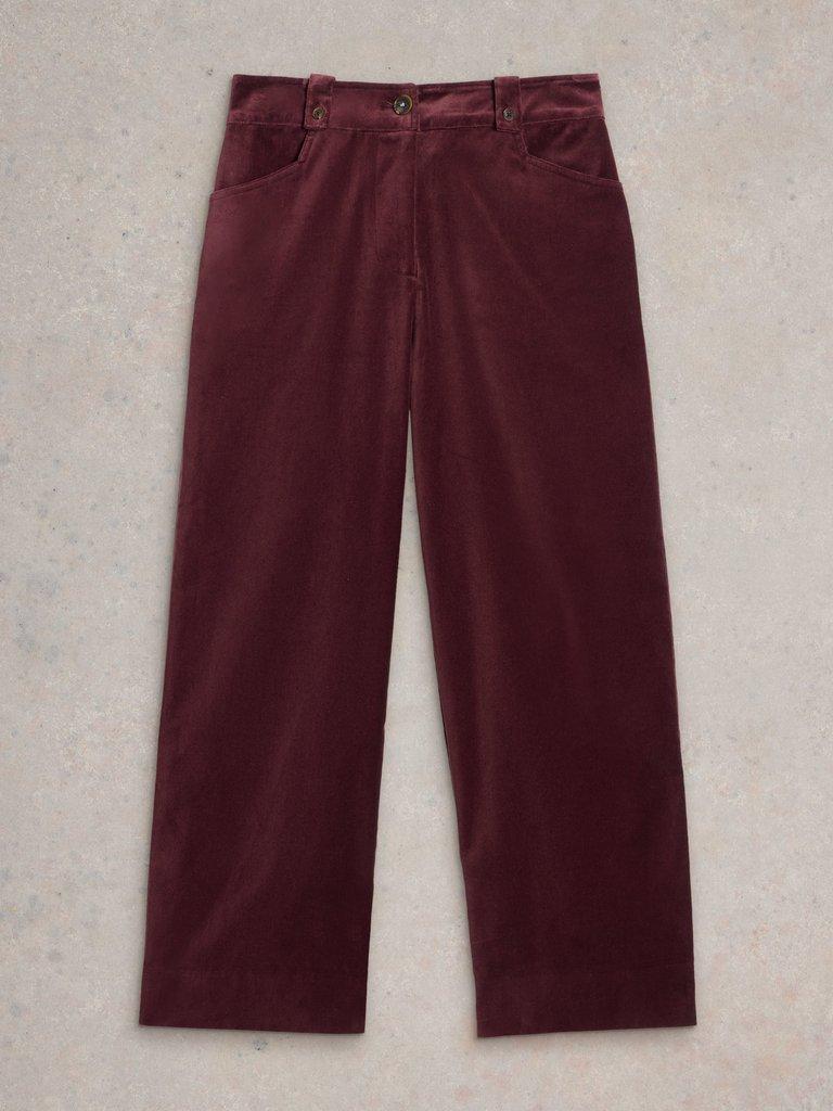 Belle Cropped Velvet Trouser in DK PLUM - FLAT FRONT