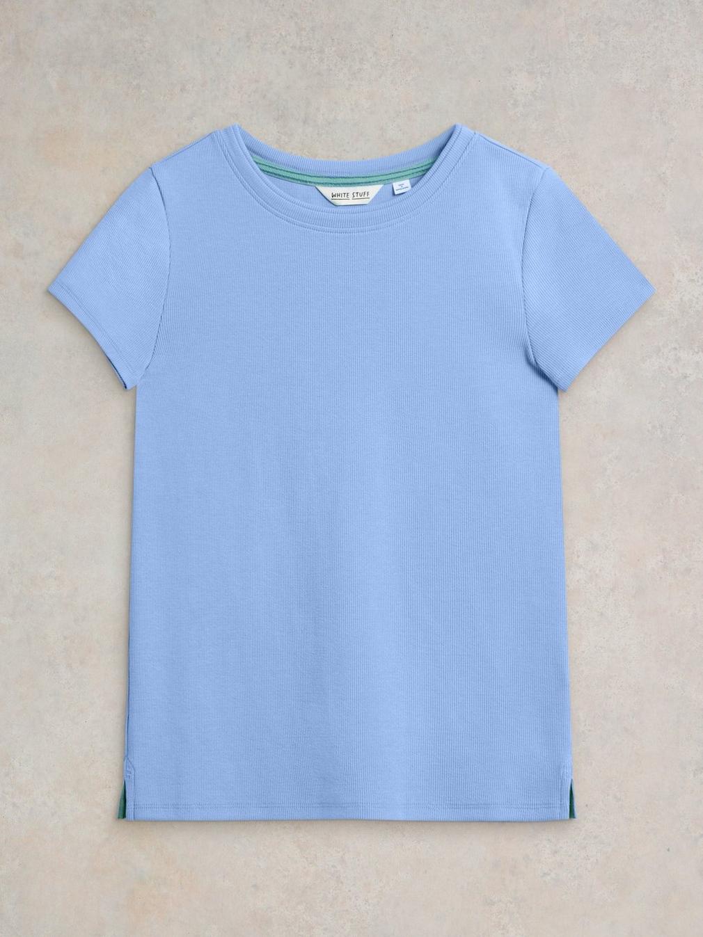 AIDA TEE in MID BLUE - FLAT FRONT