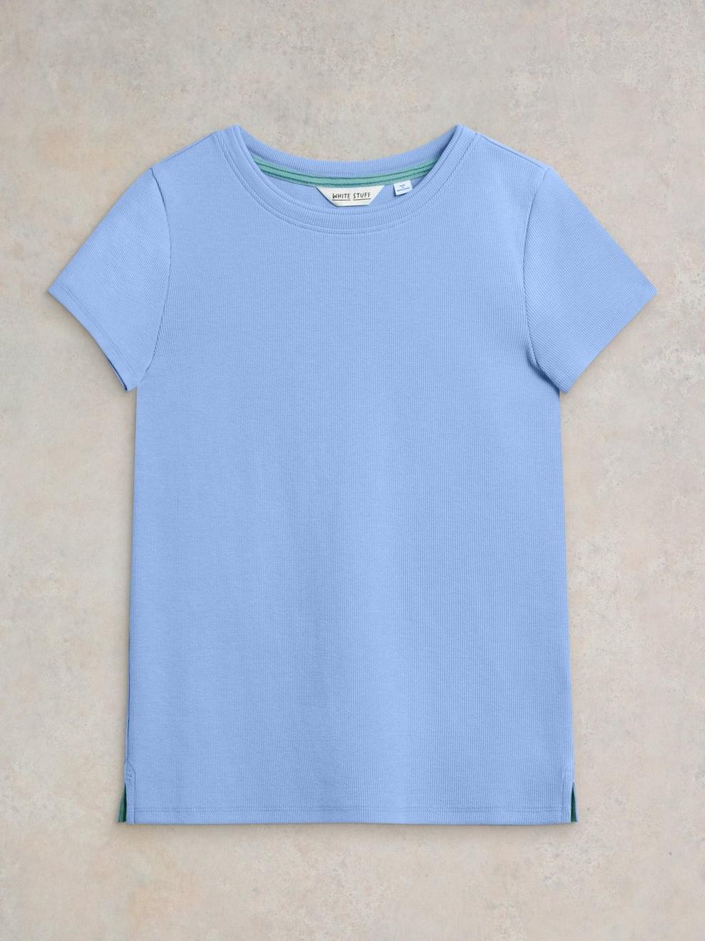 AIDA TEE in MID BLUE - FLAT FRONT