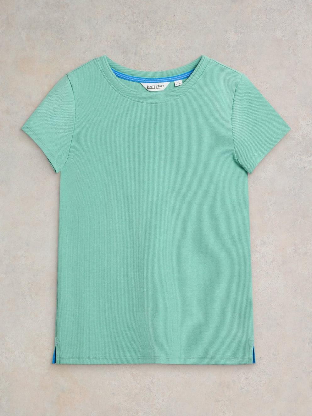 AIDA TEE in MID GREEN - FLAT FRONT