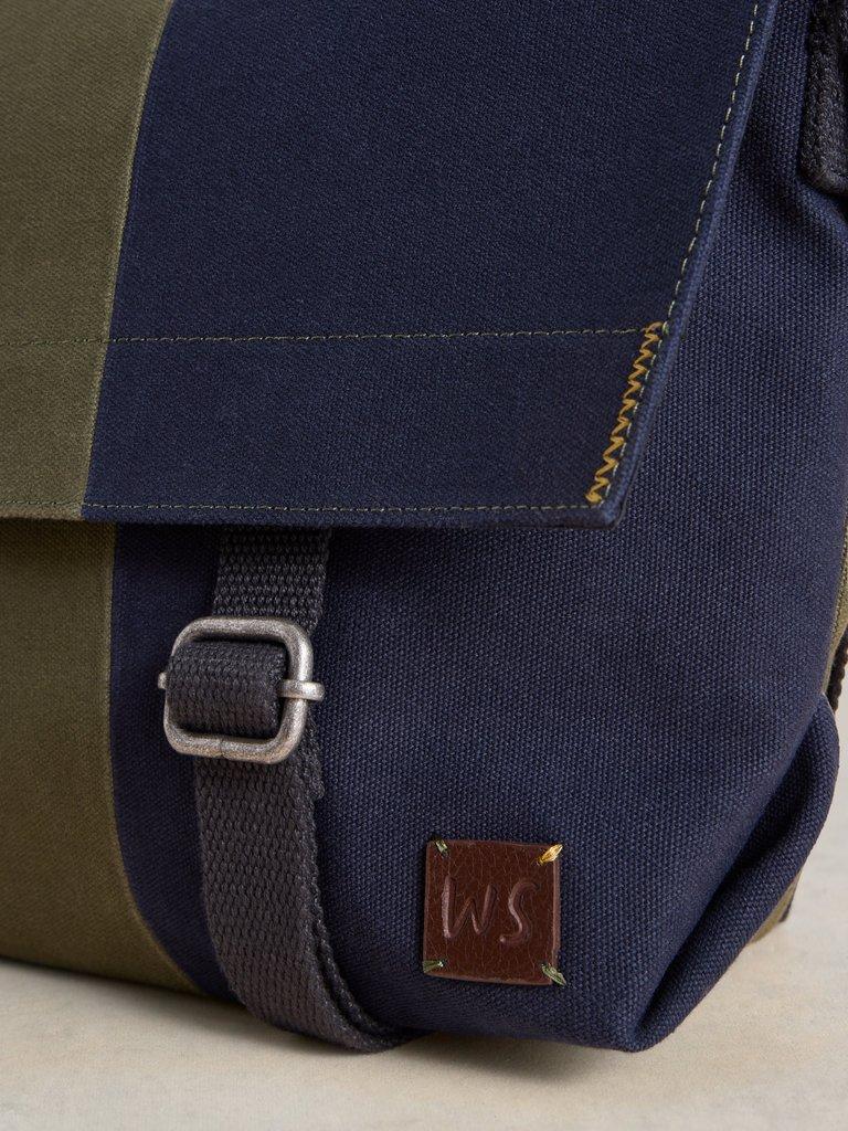 Teddy Canvas Messenger Bag in GREEN MLT - FLAT DETAIL