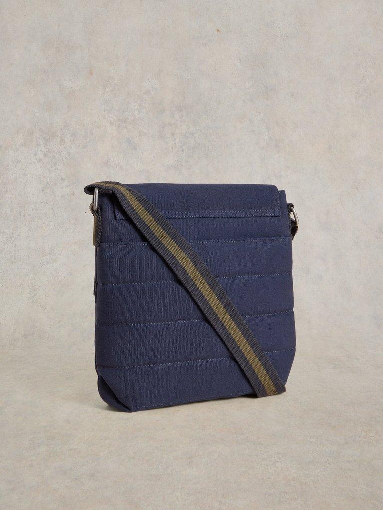 Teddy Canvas Crossbody Bag in NAVY MULTI - FLAT BACK