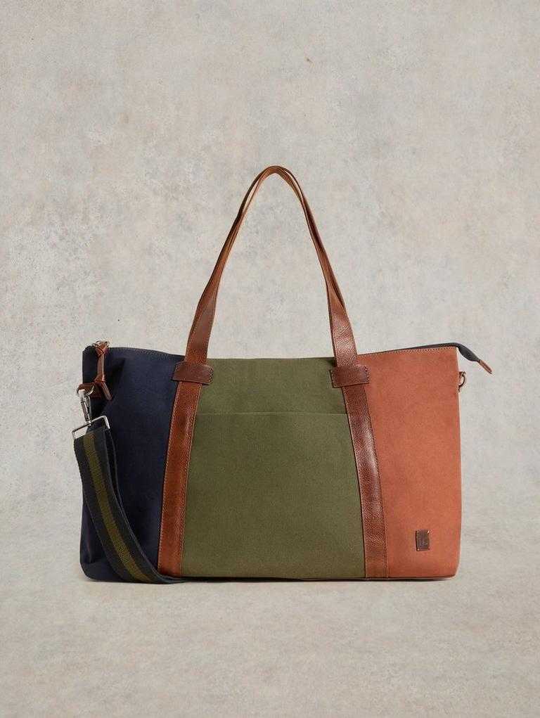 Harry Canvas Holdall Bag in GREEN MULTI White Stuff