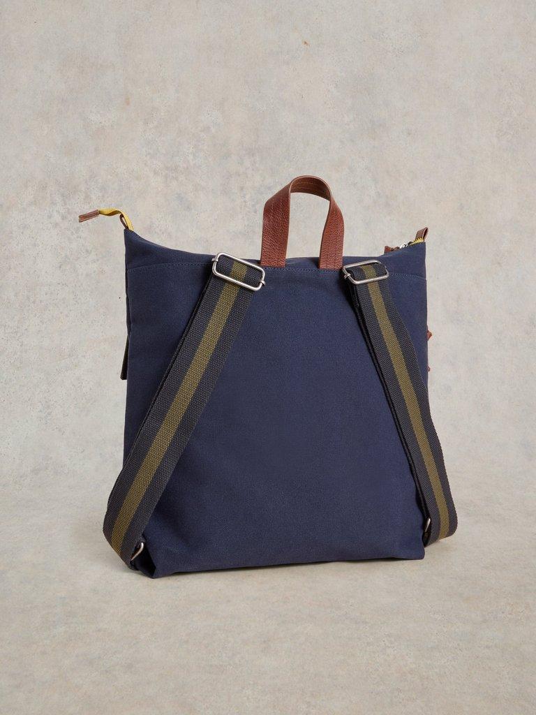 Theo Utility Canvas Backpack in NAVY MULTI - FLAT FRONT