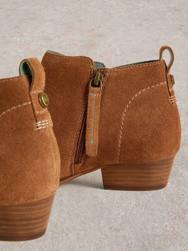 Wide Fit Suede Ankle Boot in MID TAN - FLAT DETAIL