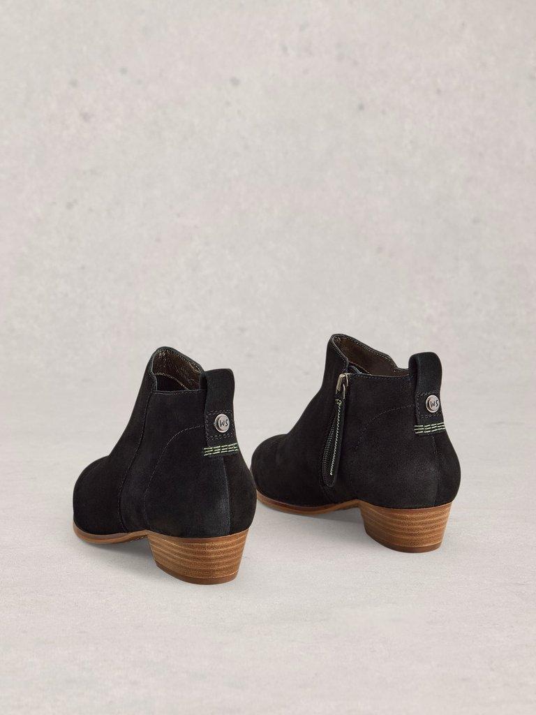 Wide Fit Suede Ankle Boot in PURE BLK - FLAT BACK