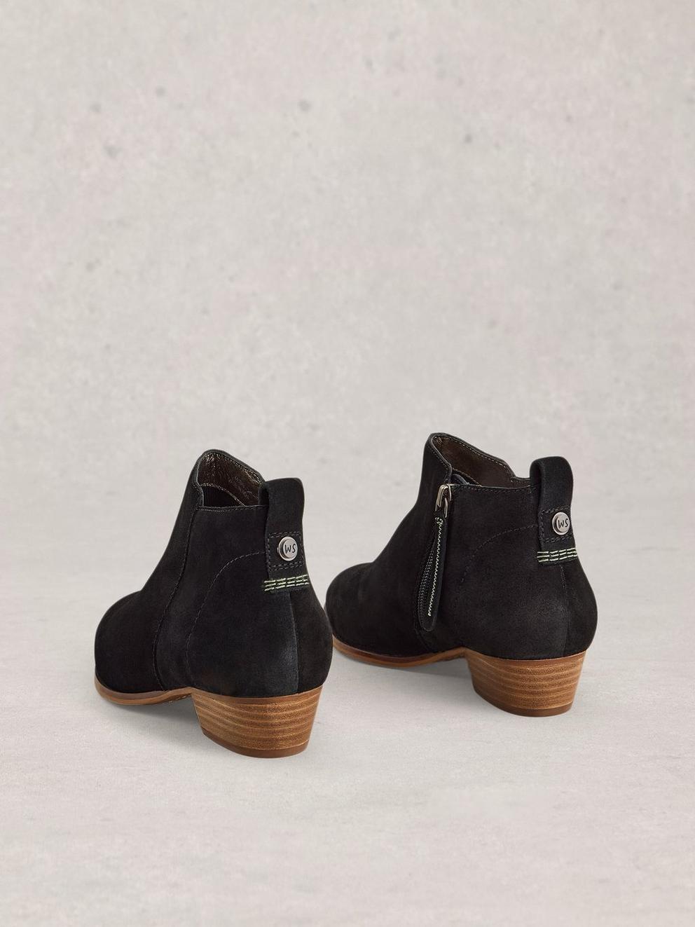 Wide Fit Suede Ankle Boot in PURE BLK - FLAT BACK
