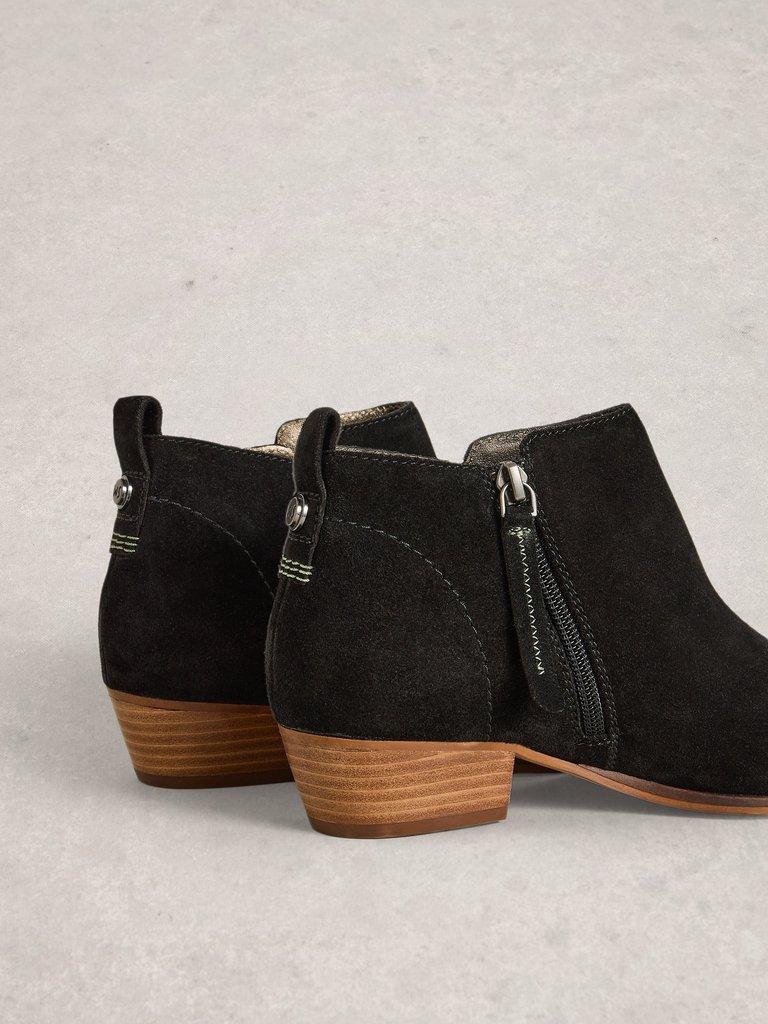 Wide Fit Suede Ankle Boot in PURE BLK - FLAT DETAIL