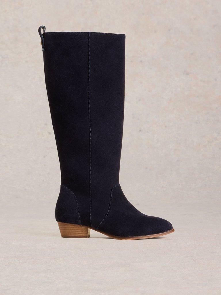 Wide Fit Suede Knee High Boot in DARK NAVY - LIFESTYLE