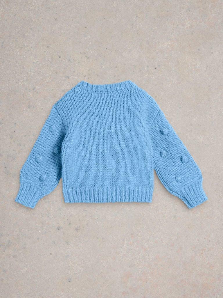 Kids Pom Pom Jumper in BRT BLUE - FLAT BACK