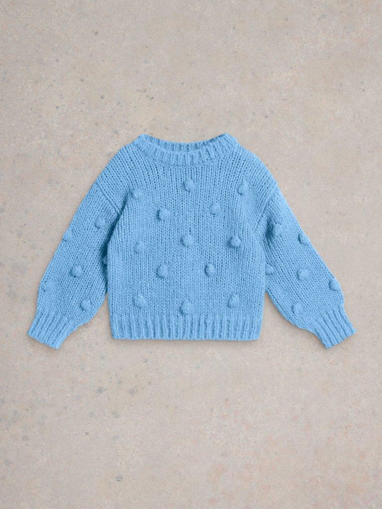 Kids Pom Pom Jumper in BRT BLUE - FLAT FRONT