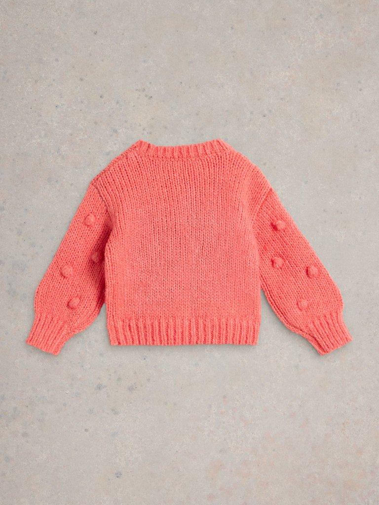 Kids Pom Pom Jumper in LGT CORAL - FLAT BACK