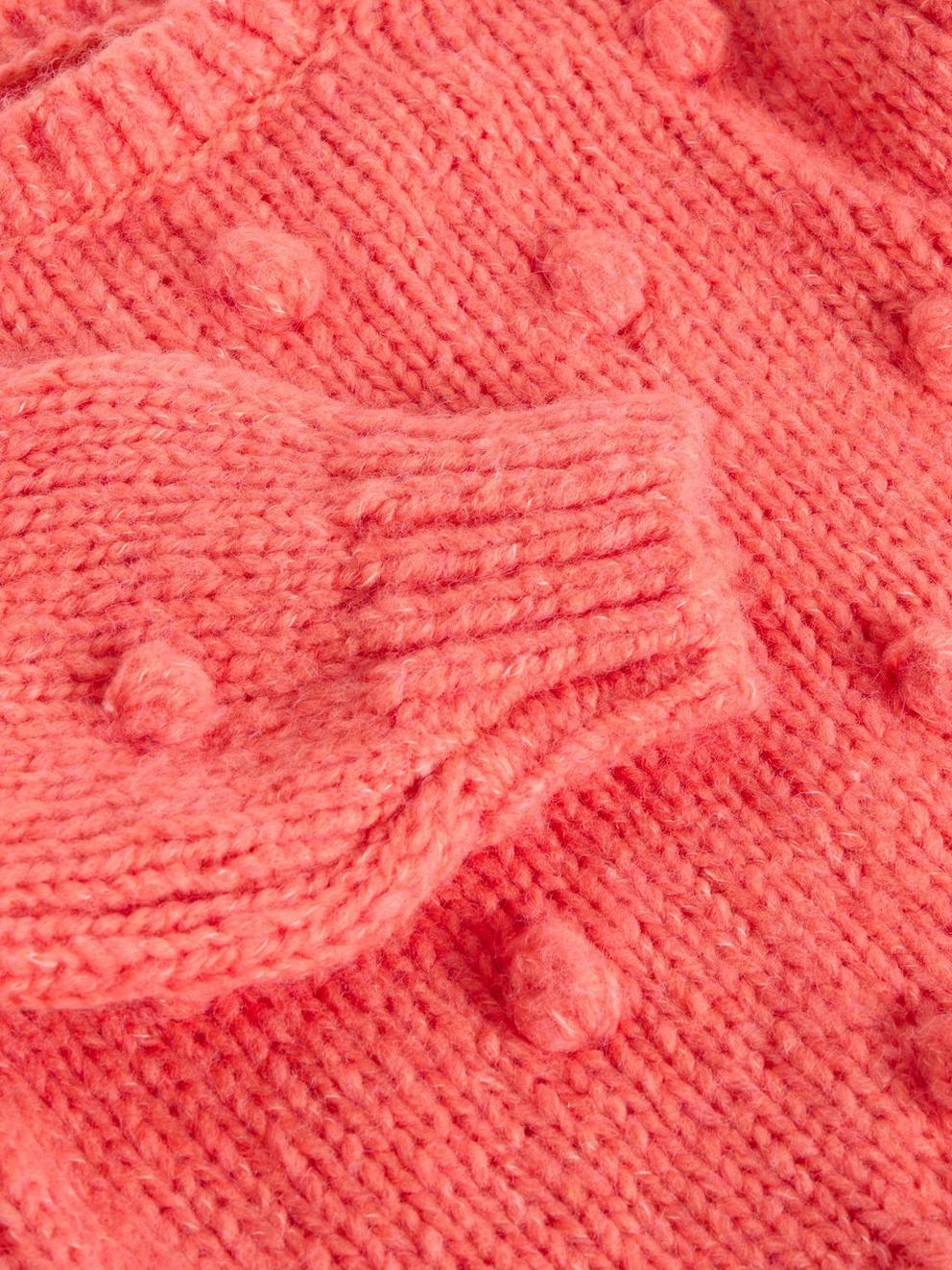 Kids Pom Pom Jumper in LGT CORAL - FLAT DETAIL