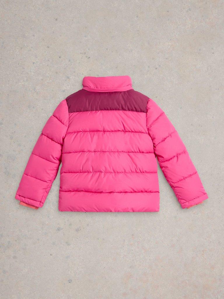 Kids Short Puffer Coat in BRT PINK - FLAT BACK