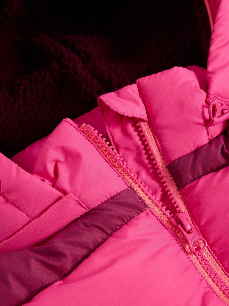 Kids Short Puffer Coat in BRT PINK - FLAT DETAIL