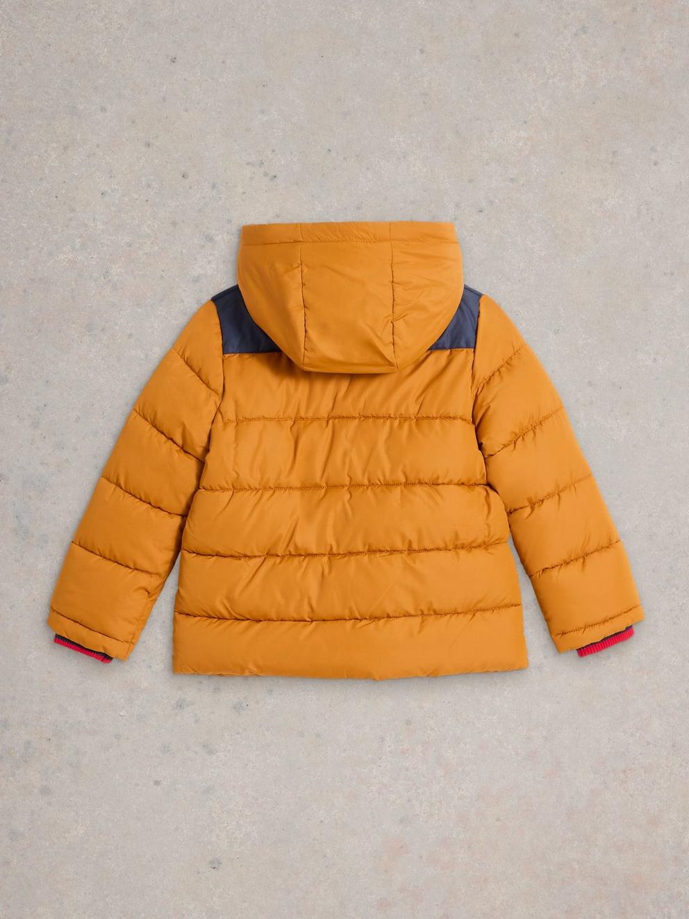 Kids Short Puffer Coat in DP YELLOW - FLAT BACK