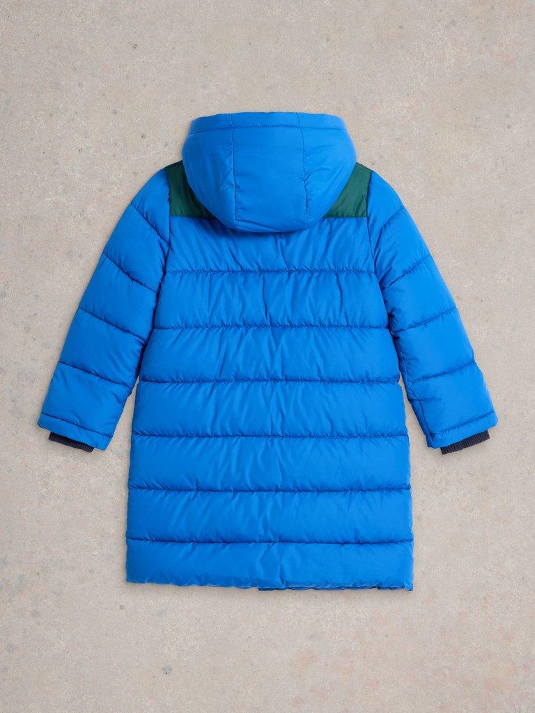 Kids Long Puffer Coat in BRT BLUE - FLAT BACK