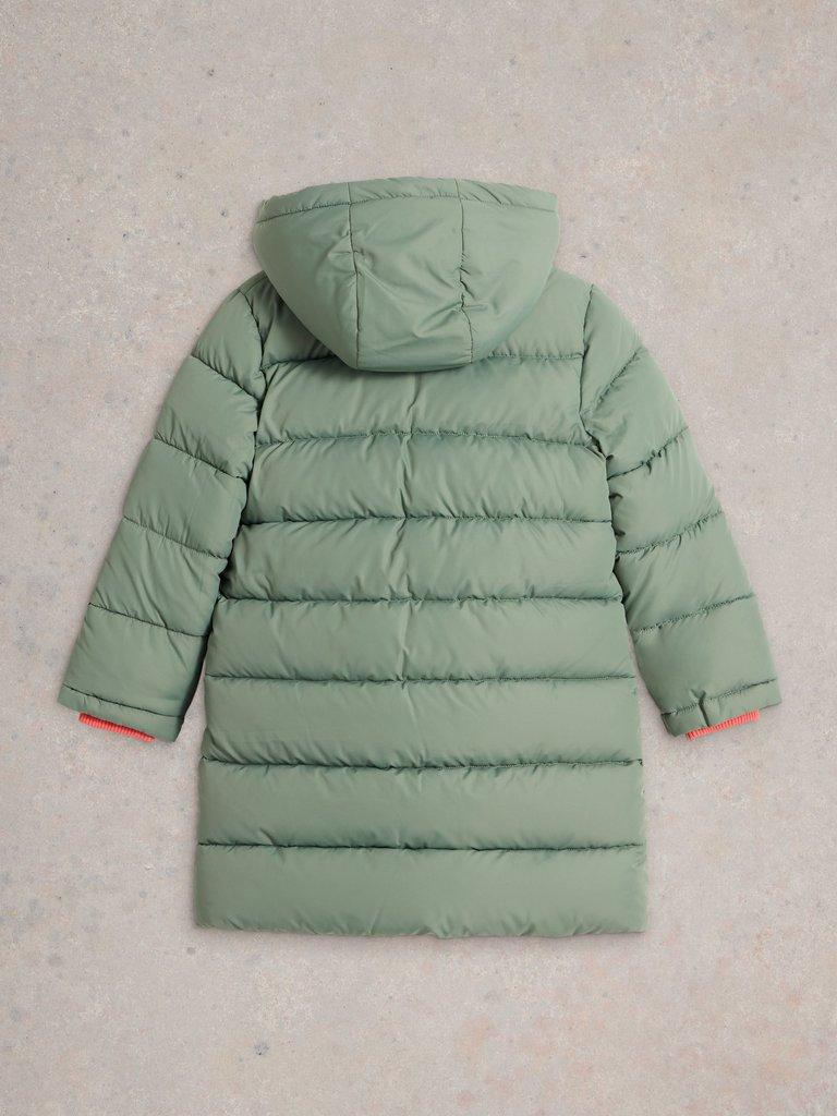 Kids Long Puffer Coat in DUS GREEN - FLAT BACK