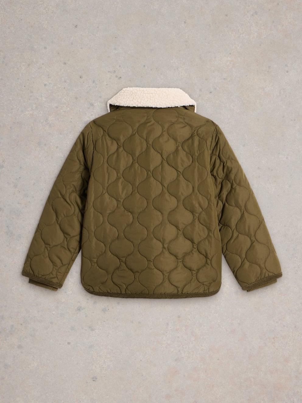 Kids Quilted Jacket in KHAKI GRN - FLAT BACK