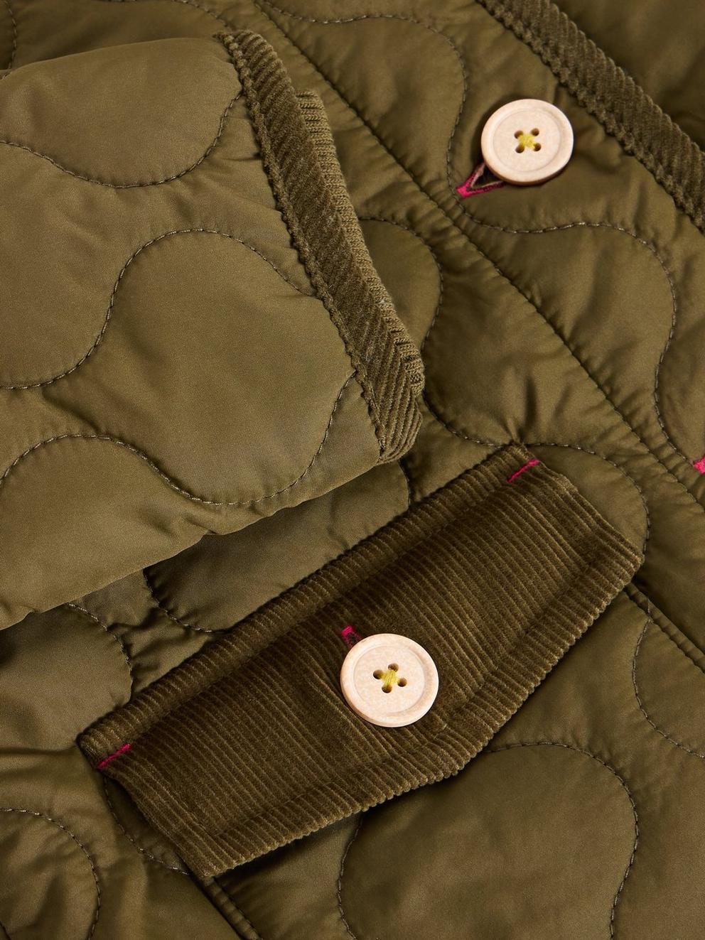 Kids Quilted Jacket in KHAKI GRN - FLAT DETAIL