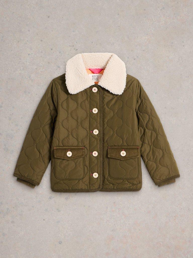 Kids Quilted Jacket in KHAKI GRN - FLAT FRONT