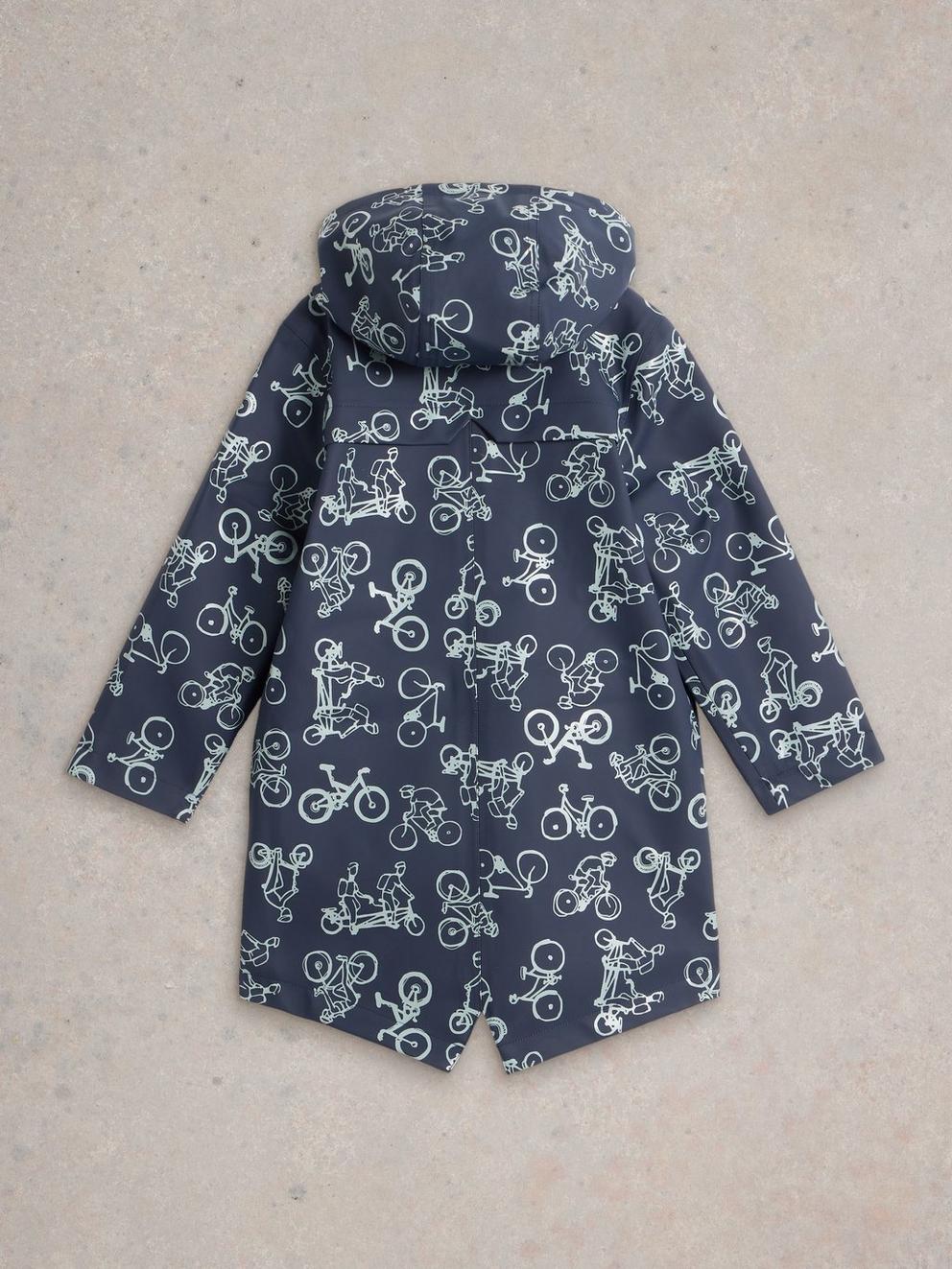 Bike Printed Raincoat in NAVY PR - FLAT BACK