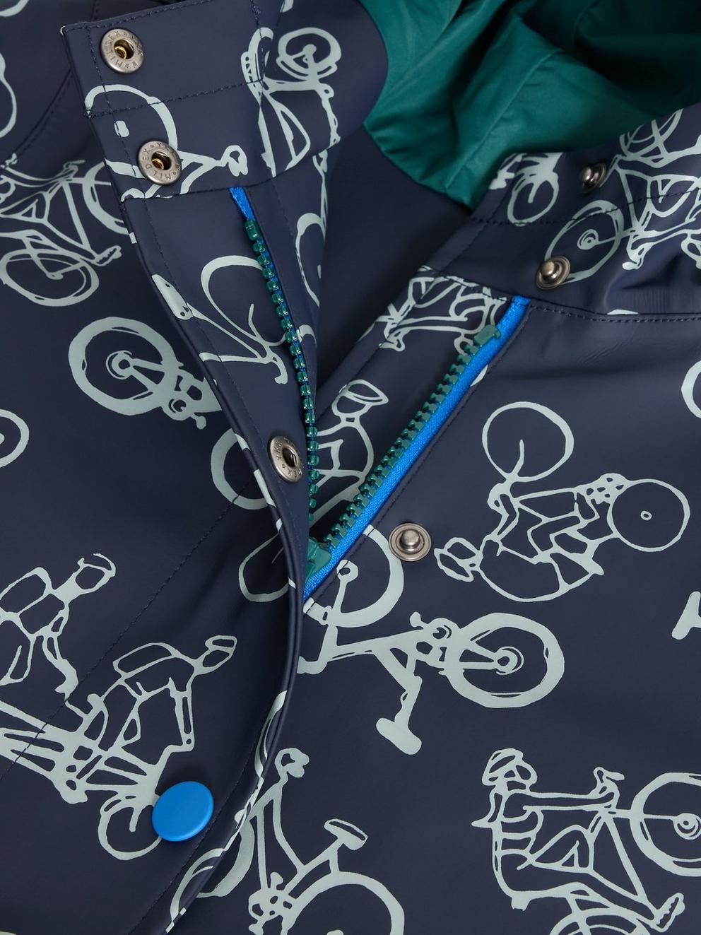 Bike Printed Raincoat in NAVY PR - FLAT DETAIL