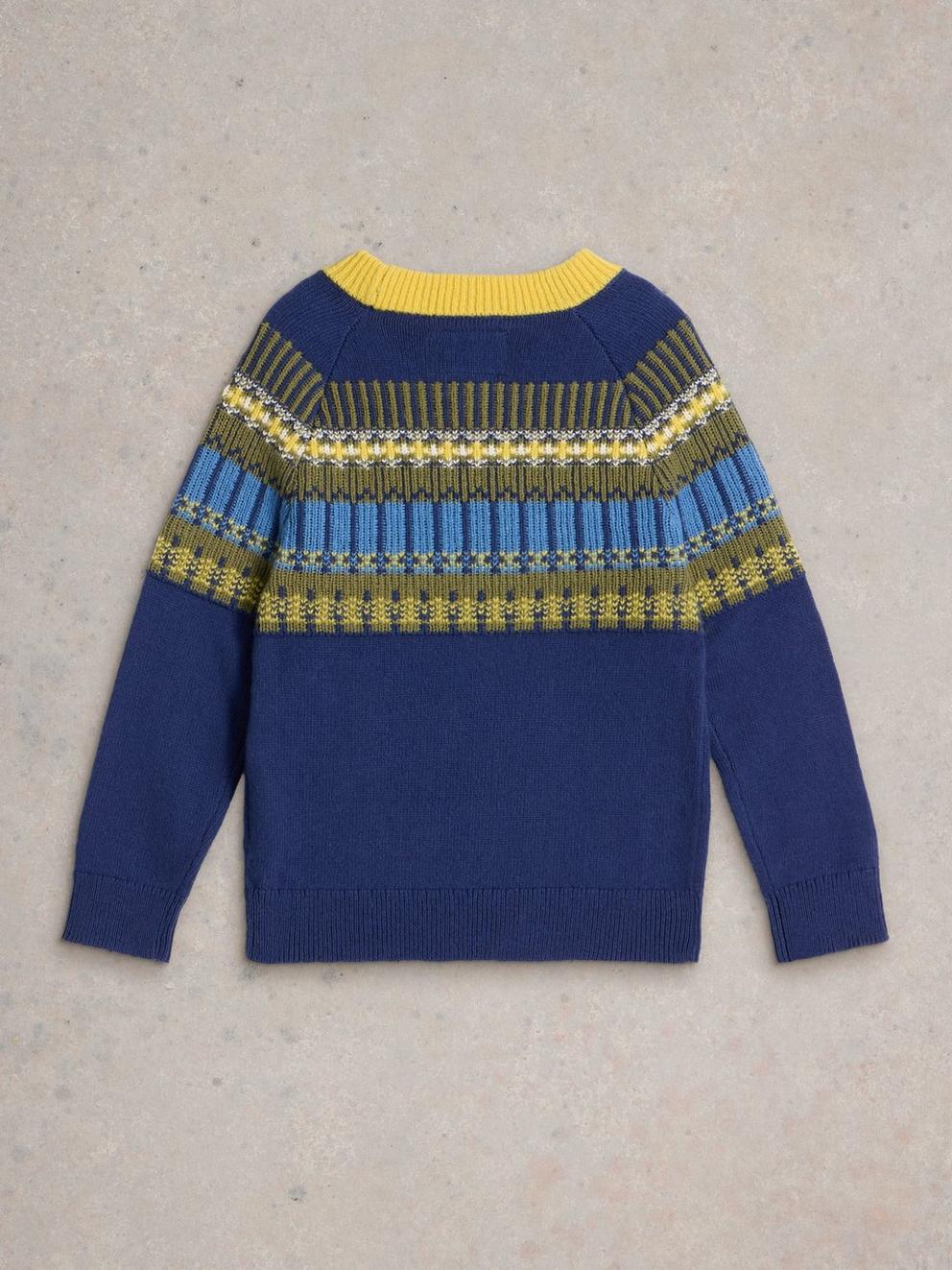 Fairisle Yoke Jumper in DARK NAVY - FLAT BACK