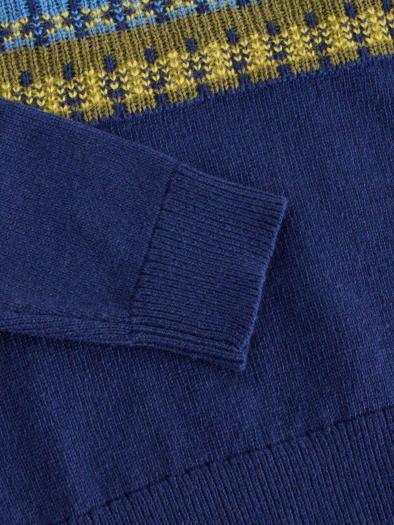 Fairisle Yoke Jumper in DARK NAVY - FLAT DETAIL