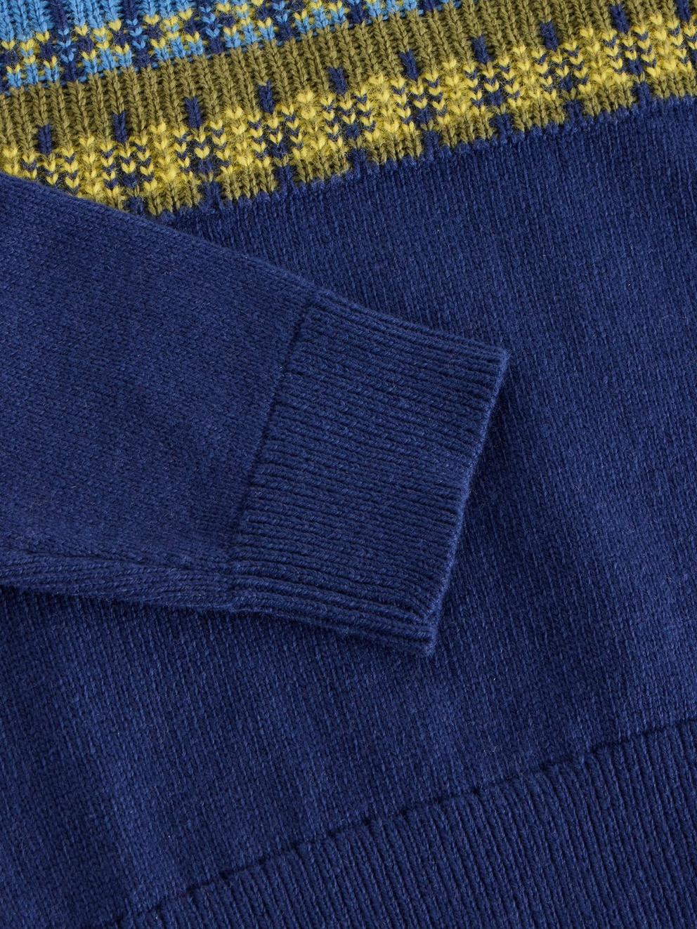 Fairisle Yoke Jumper in DARK NAVY - FLAT DETAIL