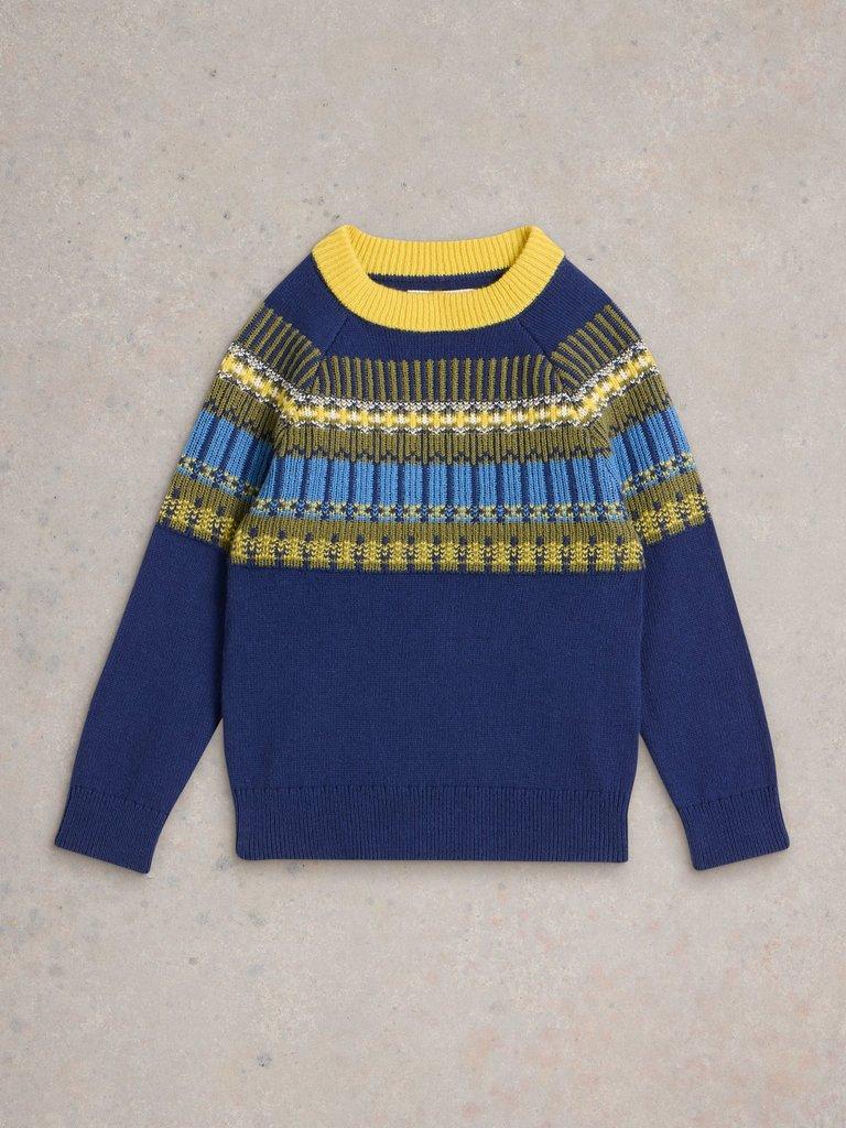 Fairisle Yoke Jumper in DARK NAVY - FLAT FRONT