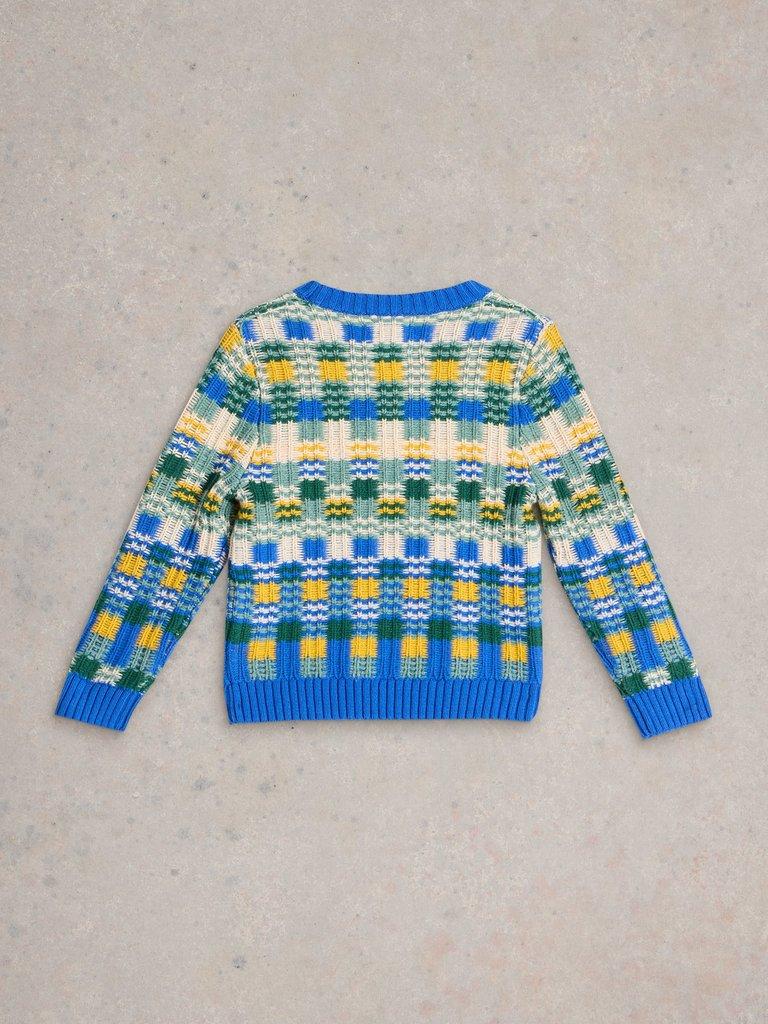 Kids Checkerboard Jumper in BLUE MLT - FLAT BACK